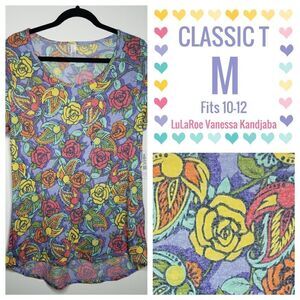 LuLaRoe Classic Tee Medium Floral Roses NEW